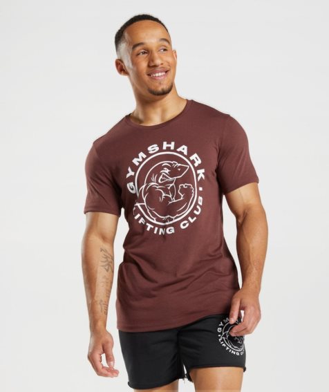 Men's Gymshark Legacy T-Shirts Burgundy | CA 0A1357